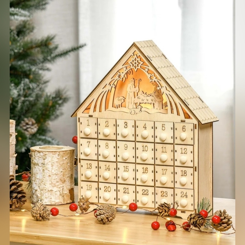 New Nativity Advent Calender Boxes Count Down Til Christmas Tabletop